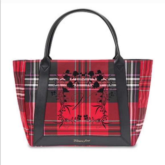 NWT Victoria’s Secret Plaid Floral Tote Bag - Picture 2 of 6